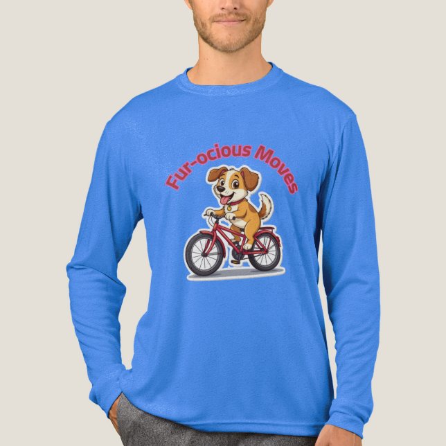 **Funny Cycling Dog – Cute Dog Riding a Bicycle Il Tri-Blend Shirt (Front)