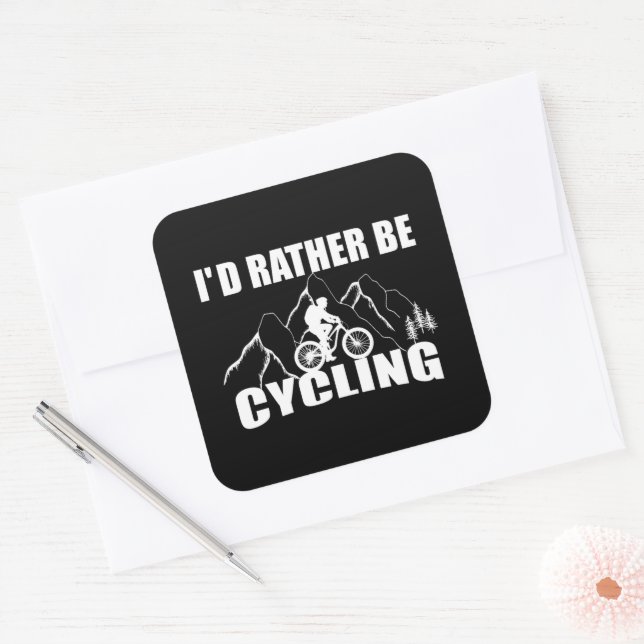 Funny cycling quote square sticker (Envelope)