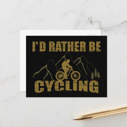 Funny cycling quotes holiday postcard