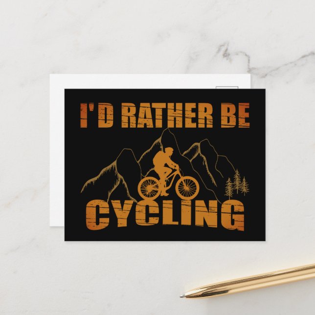 Funny cycling quotes holiday postcard (Front/Back In Situ)