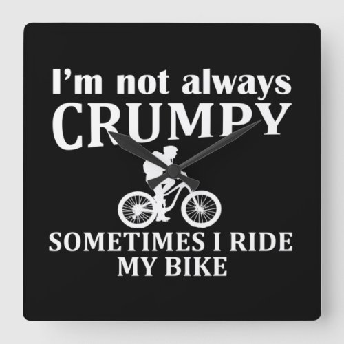 Funny cycling quotes square wall clock