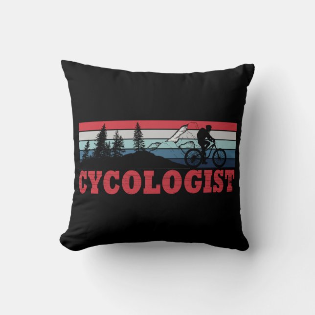 Funny Cycling Retirement - Cycologist  Throw Pillow (Front)
