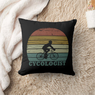 Funny Cycling Retirement - Vintage Cycologist Throw Pillow