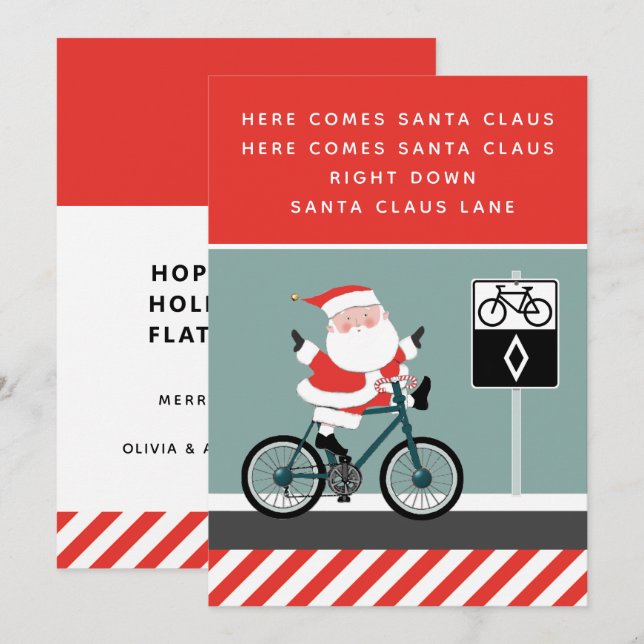 Funny Cyclist Biking Holiday Card (Front/Back)