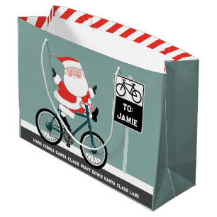 Funny Cyclist Christmas Large Gift Bag
