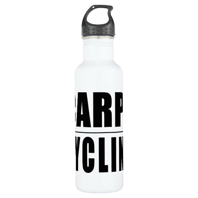 Funny Cyclists Quotes Jokes : Carpe Cycling Water Bottle (Front)