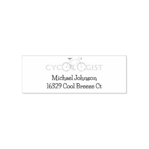 Funny Cycologist Bike Name & Return Address Self-inking Stamp