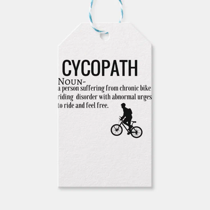 Funny Cycopath Noun Design Dictionary Definition Gift Tags | Zazzle