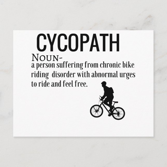 Funny Cycopath Noun Design Dictionary Definition Postcard (Front)