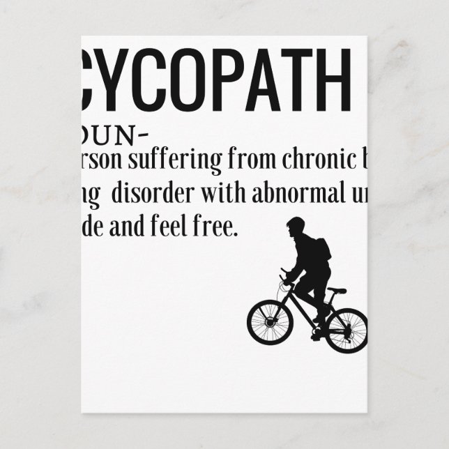 Funny Cycopath Noun Design Dictionary Definition Postcard (Front)