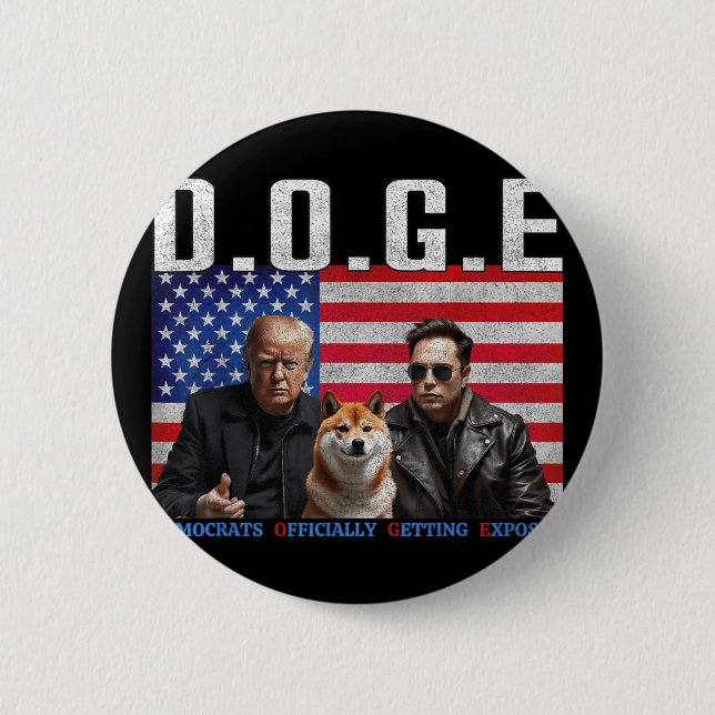 Funny D.o.g.e Doge Democrats Officially Getting Button (Front)