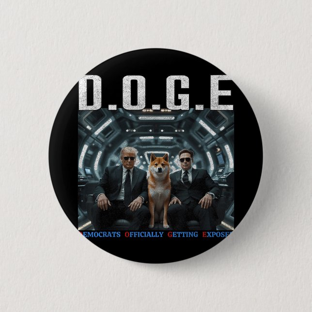 Funny D.o.g.e Doge Democrats Officially Getting Ex Button (Front)