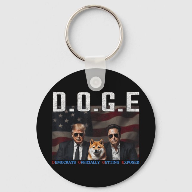 Funny D.o.g.e Doge Democrats Officially Getting Keychain (Front)