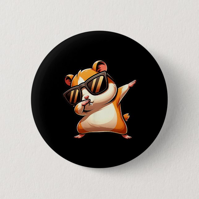 Funny Dab Animal Dancing Dabbing Hamster Meme  Button (Front)