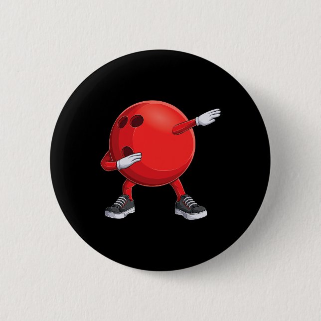 Funny Dab Bowling Ll Bowler Bowling Player Kids Bo Button (Front)