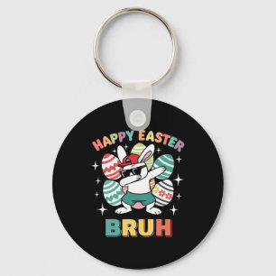 Funny Dab Bunny Happy Easter Bruh For Boys Kid Fun Keychain