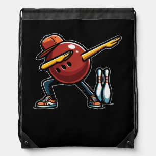 Funny Dab Dance Bowling Ball Bowler Bowling Player Drawstring Bag