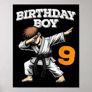Funny Dabbing 9th Birthday Boy Karate 9 Year Old B Poster