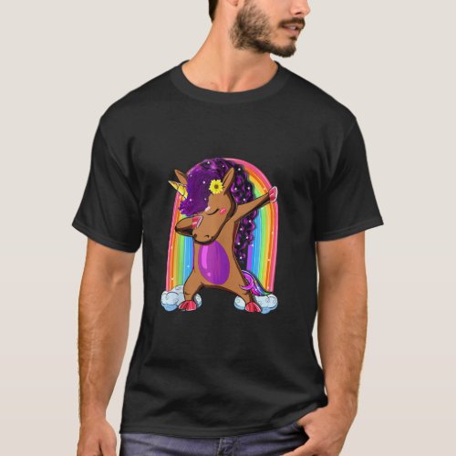 Funny Dabbing Afro Unicorn Cute Rainbow Adorable T_Shirt