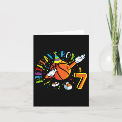Funny Dabbing Basketball 7 Years Old Seventh Birth Card