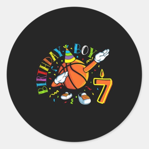 Funny Dabbing Basketball 7 Years Old Seventh Birth Classic Round Sticker