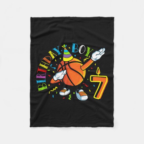 Funny Dabbing Basketball 7 Years Old Seventh Birth Fleece Blanket