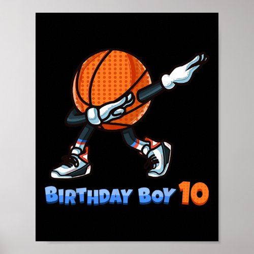 Funny Dabbing Basketball Ball 10th Birthday Boy 10 Poster