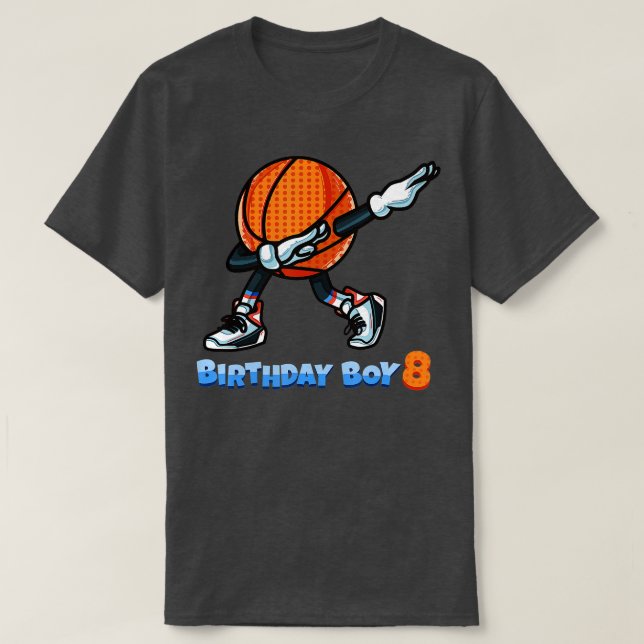 Funny Dabbing Basketball Ball 8th Birthday Boy 8 Y T-Shirt (Design Front)
