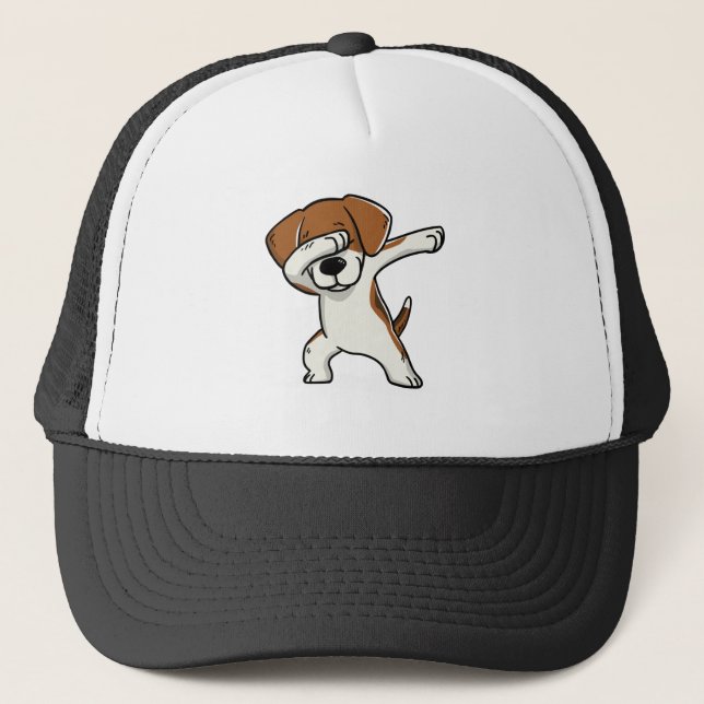Funny Dabbing Beagle T-Shirt Trucker Hat (Front)