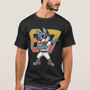 Funny Dabbing Blue Dog 67 Baseball Sports Fan Gift T-Shirt