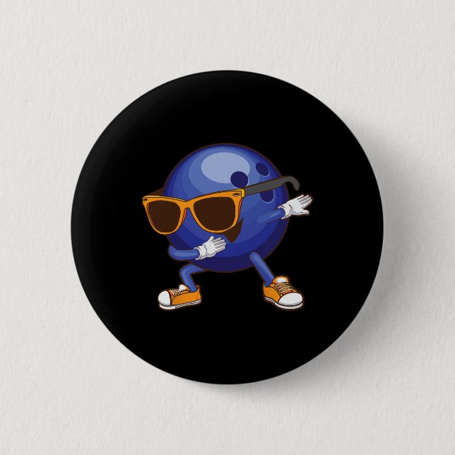 Funny Dabbing Bowling Gift For Bowler Dancer Kids  Button (Front)