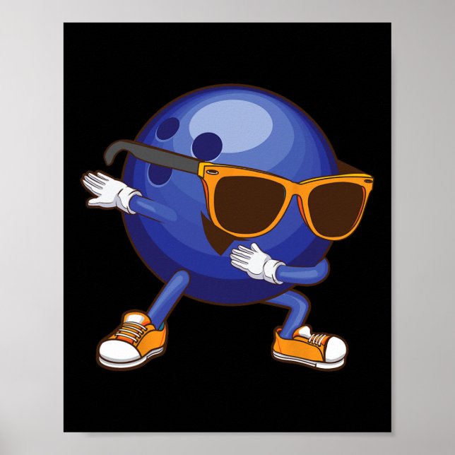 Funny Dabbing Bowling Gift For Bowler Dancer Kids  Poster (Front)