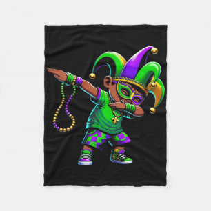 Funny Dabbing Boy Mardi Gras Carnival Parade Boy K Fleece Blanket