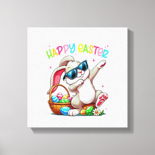 Funny Dabbing Bunny Easter Happy Easter for Boys G Canvas Print (Front)