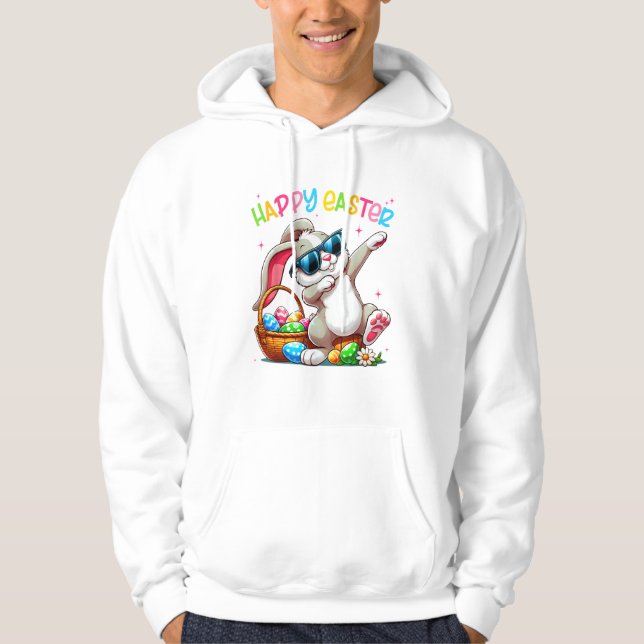 Funny Dabbing Bunny Easter Happy Easter for Boys G Hoodie (Front)