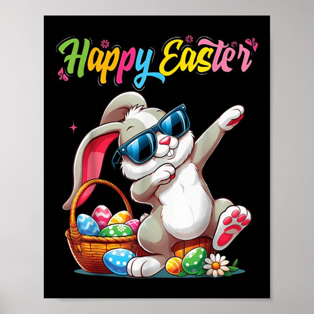 Funny Dabbing Bunny Easter Happy Easter For Boys G Poster (Front)