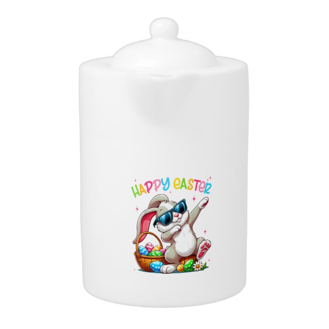 Funny Dabbing Bunny Easter Happy Easter for Boys G Teapot (Front)