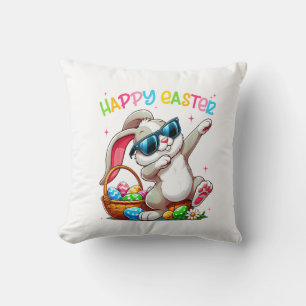 Funny Dabbing Bunny Easter Happy Easter for Boys G Throw Pillow