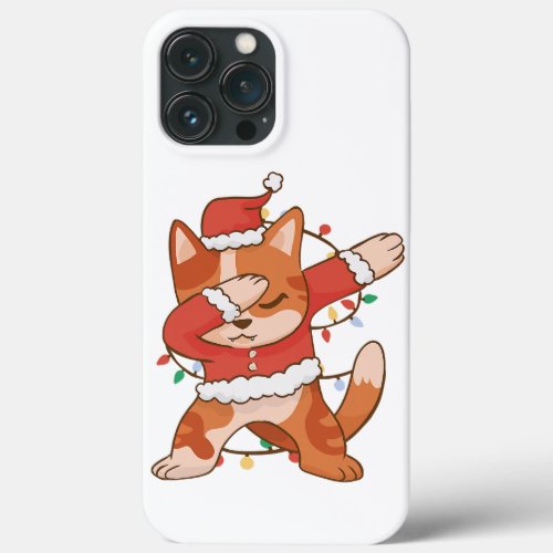 Funny Dabbing Cat Santa Hat Christmas Pet Lover iPhone 13 Pro Max Case