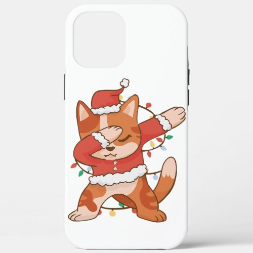 Funny Dabbing Cat Santa Hat Christmas Pet Lover iPhone 12 Pro Max Case