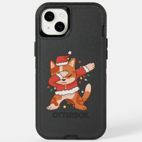 Funny Dabbing Cat Santa Hat Christmas Pet Lover OtterBox iPhone 14 Plus Case