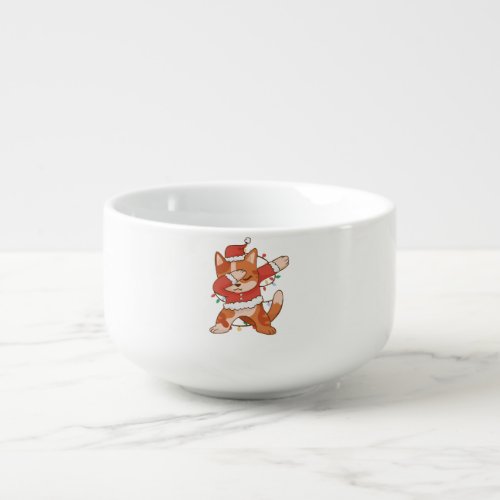 Funny Dabbing Cat Santa Hat Christmas Pet Lover Soup Mug