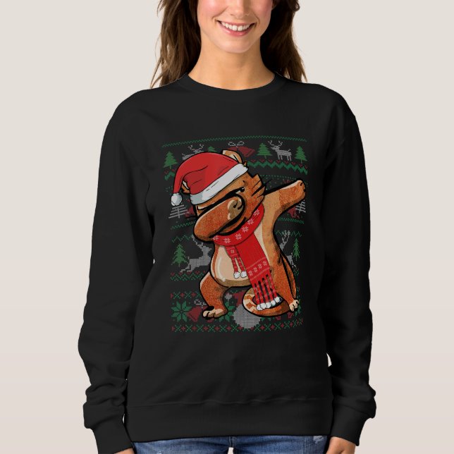 Funny Dabbing Cat Ugly Christmas Sweater Party Cos (Front)
