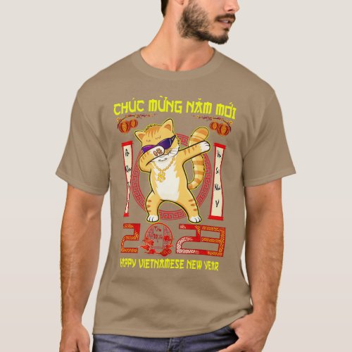Funny Dabbing Cat Vietnamese Lunar New Year 2023 B T_Shirt