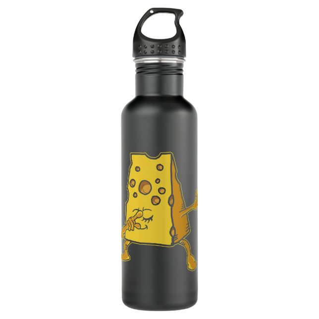 Funny Dabbing Cheddar Cheese Drawing Tee Kids Stainless Steel Water Bottle (Front)