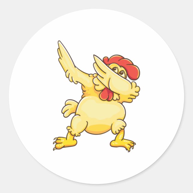 Funny Dabbing Chicken Lover  Cool Dab Party Classic Round Sticker (Front)
