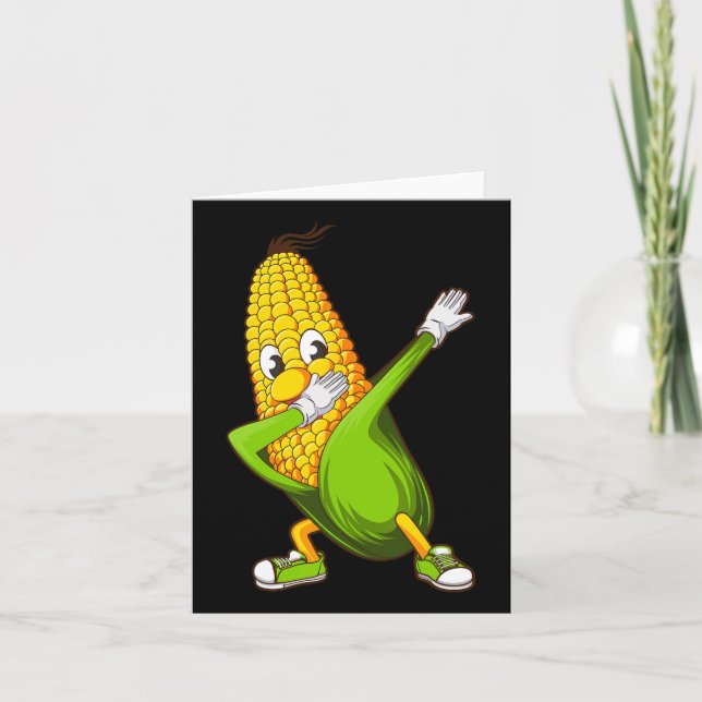 Funny Dabbing Corn Gift Cute Dancing Farmers Men W Card (Front)