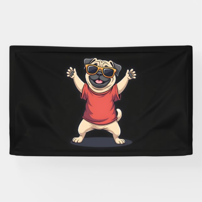 Funny Dabbing Dab Pug Dog Pets Dance Animal Puppy  Banner (Horizontal)