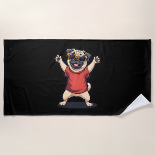 Funny Dabbing Dab Pug Dog Pets Dance Animal Puppy Beach Towel