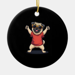 Funny Dabbing Dab Pug Dog Pets Dance Animal Puppy Ceramic Ornament